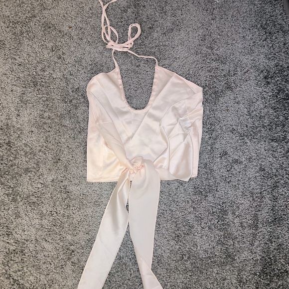 💗 NEW Princess Polly Apricot Satin Crop Top size S - Picture 10 of 12
